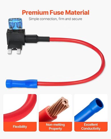 VEVOR Fuse Tap, 24 Packs, 4 Types 12V Car Add-a-Circuit Fuse Tap Adapter, Standard Mini Micro2 and Low Profile Mini Blade Fuses Holder, ATO ATC ATM Fuses Adapter Jumper for Cars Trucks Boats in Saudi Arabia