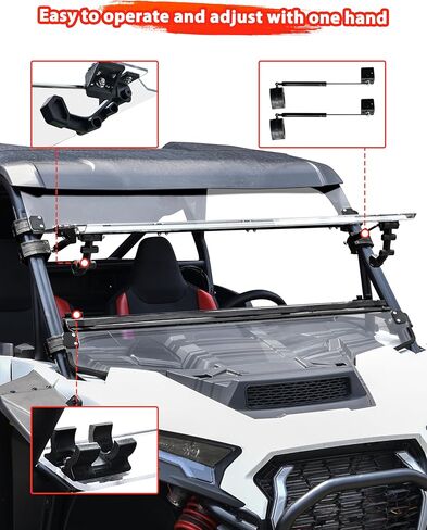 Front Windshield for Polaris RZR XP 1000/XP4 1000 2024, Clear Hard Coated Dustproof Adjustable Vents Windscreen for Polaris RZR 1000 XP/4 1000 XP Sport / Premium / Ultimate 2024 Accessories in Saudi Arabia