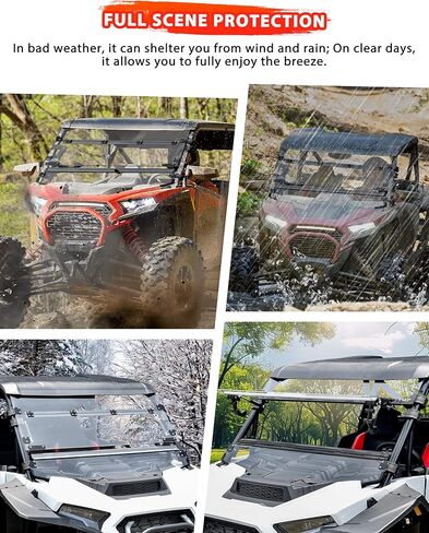 Front Windshield for Polaris RZR XP 1000/XP4 1000 2024, Clear Hard Coated Dustproof Adjustable Vents Windscreen for Polaris RZR 1000 XP/4 1000 XP Sport / Premium / Ultimate 2024 Accessories in Saudi Arabia