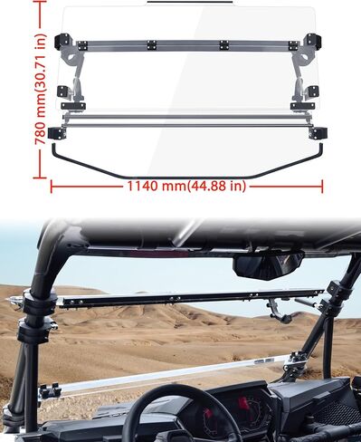 Front Windshield for Polaris RZR XP 1000/XP4 1000 2024, Clear Hard Coated Dustproof Adjustable Vents Windscreen for Polaris RZR 1000 XP/4 1000 XP Sport / Premium / Ultimate 2024 Accessories in Saudi Arabia