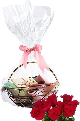 KoberrLi 12x18 inch Gift Basket Wrapping Plastic Bags 10 Count Clear Basket Wrap Cellophane Bags for Easter Party Boxes Blanket Quilt in Saudi Arabia