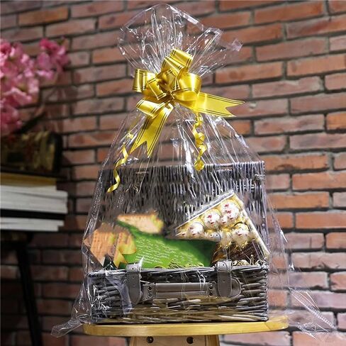 KoberrLi 12x18 inch Gift Basket Wrapping Plastic Bags 10 Count Clear Basket Wrap Cellophane Bags for Easter Party Boxes Blanket Quilt in Saudi Arabia