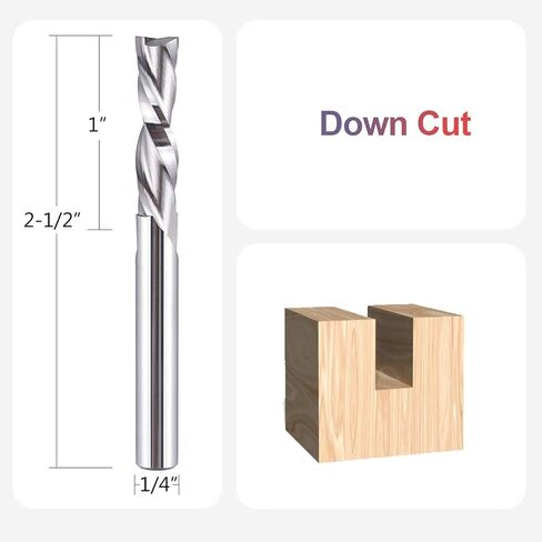 SpeTool 5PCS Spiral Router Bits Up Down Compression Bit with 1/4" Shank 1" Cutting Length , Solid Carbide CNC Router Bit Set for Wood Slot Mortise Cut Carving Engraving in Kuwait