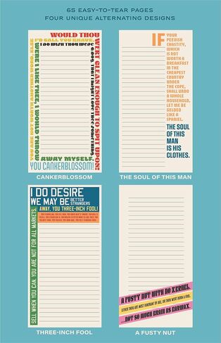 مفكرة The Unemployed Philosophers Guild Shakespearean Insults Notepad - 65 لوحة ملاحظات مكتبية سهلة التمزق مع 4 تصميمات متبادلة للصفحات، 8.25 بوصة × 4.25 بوصة in Saudi Arabia