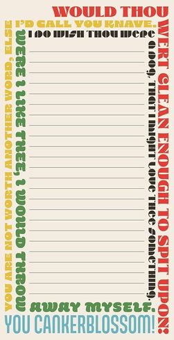 مفكرة The Unemployed Philosophers Guild Shakespearean Insults Notepad - 65 لوحة ملاحظات مكتبية سهلة التمزق مع 4 تصميمات متبادلة للصفحات، 8.25 بوصة × 4.25 بوصة in Saudi Arabia