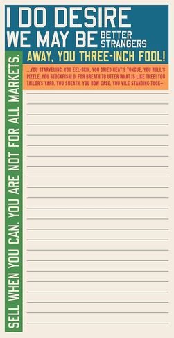 مفكرة The Unemployed Philosophers Guild Shakespearean Insults Notepad - 65 لوحة ملاحظات مكتبية سهلة التمزق مع 4 تصميمات متبادلة للصفحات، 8.25 بوصة × 4.25 بوصة in Saudi Arabia