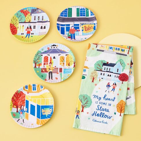 Hallmark Gilmore Girls Appetizer Plates, Set of 4 (Luke's Diner, Doose's Market, Stars Hollow) Mom Gift for Mothers Day in Saudi Arabia
