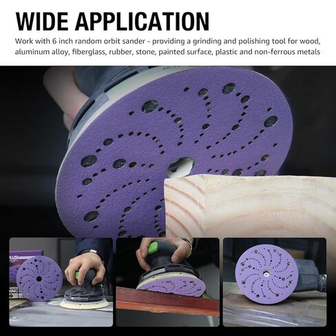 36 Pack 6 Inch Purple Ceramic Sanding Discs Multi-Hole Hook & Loop 40 Grit | Premium Dust-Free Sandpaper For Orbital Sanders Perfect Surface Prep And Finishing For Auto Body, Bare Metal, Wood in Saudi Arabia
