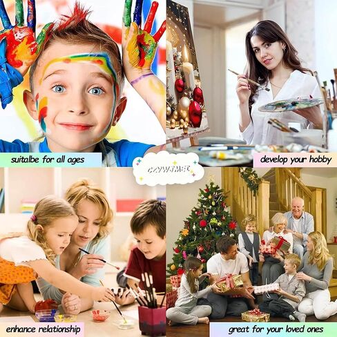 مجموعة طلاء عيد الميلاد بالأرقام للبالغين المبتدئين، مجموعة طلاء شتوي DIY بالأرقام، مع 3 فرش وطلاء أكريليك (بدون إطار)، ديكور حائط منزلي 12 × 16 بوصة in Kuwait
