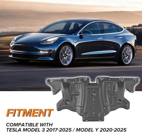 لوحة انزلاقية أمامية MusixiA متوافقة مع موديل 2017-2025 Tesla Model 3 و2020-2025 Tesla Model Y، محرك درع أمامي للحماية تحت هيكل الغطاء in Kuwait