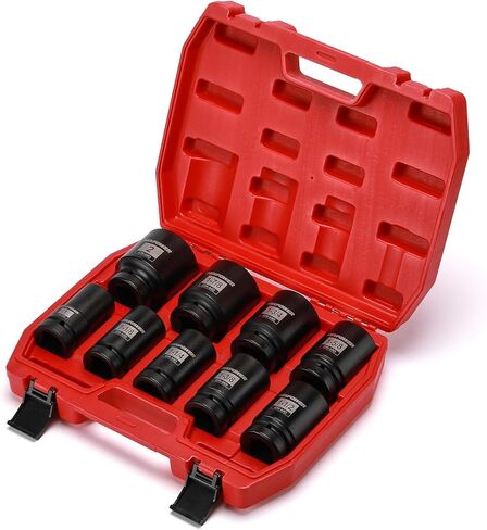 MIXPOWER مقبس ذو تأثير عميق مقاس 1 بوصة، CR-MO، 33 مم، 6 نقاط، تصميم زاوية نصف قطرها، فتحة مشطوفة، مقبس درجة تأثير صامولة المحور لسهولة الإزالة in Kuwait