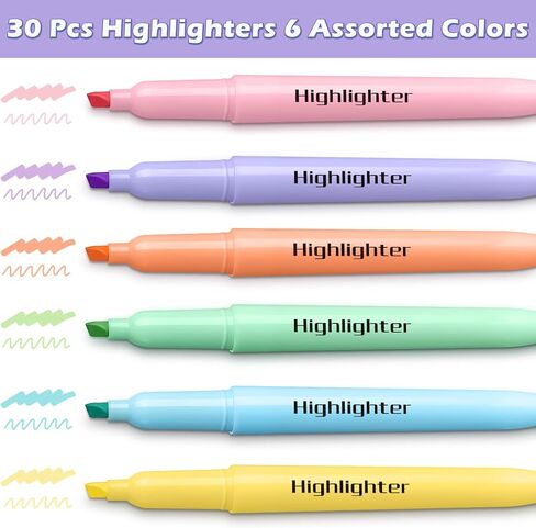Duchong 30 Count Highlighters, Chisel Tip Dry-Quickly Highlighter Markers, Highlighters Assorted Colors for Adult Kids, Office Classroom Must Have, School Supplies for Teachers in Saudi Arabia