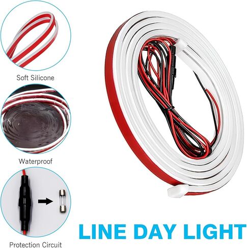 غطاء محرك السيارة LED مقاس 59 بوصة، مصابيح تشغيل نهارية، شبكة مركزية مخترقة، شريط ضوئي، شريط إضاءة محيطة، ملحقات ضبط زخرفية مخصصة للسيارات (أبيض) in Saudi Arabia