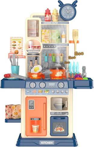 Play Kitchen for Toddlers, Kids Kitchen Playset Toddler Girl Toys with Cooking Stove Steam, Sink and Food Pretend Cooking Set Toy for 3 4 5 Year Old Kid Birthday (Red) in Saudi Arabia