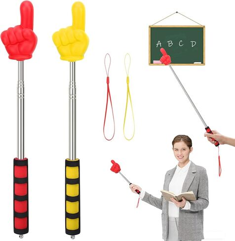 2pcs Telescopic Classroom Hand Pointer with Soft Handle Stick Mini Extendable Fun Teacher Hand Pointer Finger,Elementary School Kindergarte Classroom Supplies in Saudi Arabia