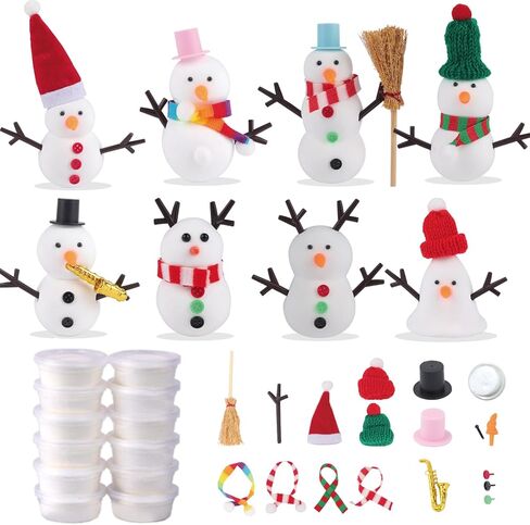 BOUYEKIDZ 12 Pack Build a Snowman Kit-Stocking Stuffers for Kids-Christmas Crafts for Kids,air Dry Clay-Christmas Toys Gifts for Age 3 4 5 6 7 8+ Years Old Boys Girls in Saudi Arabia