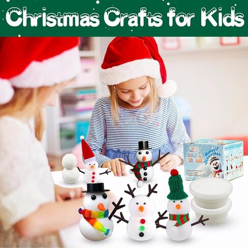 BOUYEKIDZ 12 Pack Build a Snowman Kit-Stocking Stuffers for Kids-Christmas Crafts for Kids,air Dry Clay-Christmas Toys Gifts for Age 3 4 5 6 7 8+ Years Old Boys Girls in Saudi Arabia