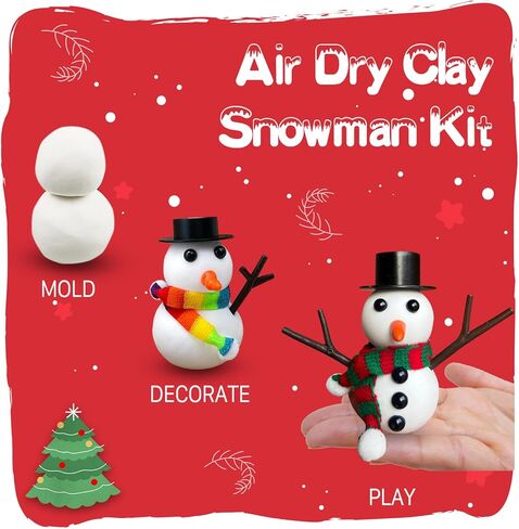 BOUYEKIDZ 12 Pack Build a Snowman Kit-Stocking Stuffers for Kids-Christmas Crafts for Kids,air Dry Clay-Christmas Toys Gifts for Age 3 4 5 6 7 8+ Years Old Boys Girls in Saudi Arabia
