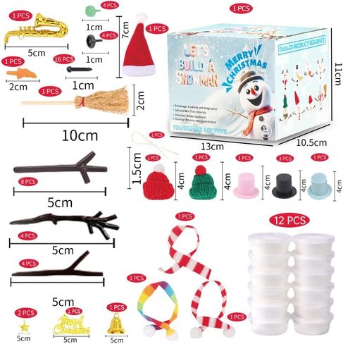 BOUYEKIDZ 12 Pack Build a Snowman Kit-Stocking Stuffers for Kids-Christmas Crafts for Kids,air Dry Clay-Christmas Toys Gifts for Age 3 4 5 6 7 8+ Years Old Boys Girls in Saudi Arabia