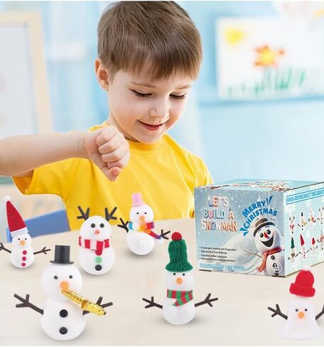 BOUYEKIDZ 12 Pack Build a Snowman Kit-Stocking Stuffers for Kids-Christmas Crafts for Kids,air Dry Clay-Christmas Toys Gifts for Age 3 4 5 6 7 8+ Years Old Boys Girls in Saudi Arabia