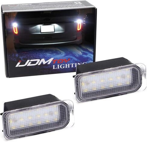 iJDMTOY Xenon White Full LED License Plate Light Kit Compatible with Ford C-Max Edge Transit Connect Ecosport Ranger, Jaguar XF XJ, 18-SMD White LED & Can-Bus Error Free in Saudi Arabia