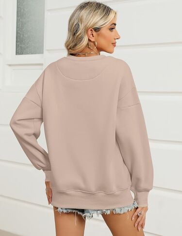 Micoson Womens Oversized Graphic Print Sweatshirts Crewneck Fleece Pullover Tops Long Sleeve Fall Winter Fashion Clothes 2024 in Kuwait