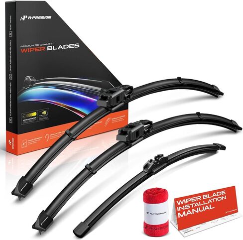 A-Premium Windshield Wiper Blades with Wear Indicator & Towel - Compatible with Mini Cooper Countryman 2017-2024 - Front Rear Wipers Blade Set for 23"/21"/9", Gen2V6/FR_DH Arm Connector, Pack of 3 in Saudi Arabia