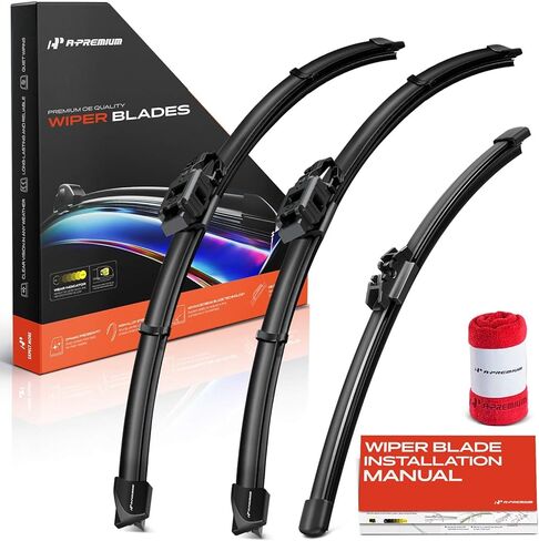 A-Premium Windshield Wiper Blades with Wear Indicator & Towel - Compatible with Mini Cooper Countryman 2017-2024 - Front Rear Wipers Blade Set for 23"/21"/9", Gen2V6/FR_DH Arm Connector, Pack of 3 in Saudi Arabia