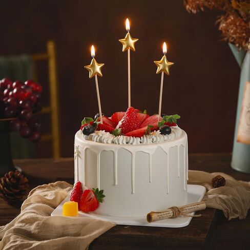 16 حزمة شموع عيد ميلاد فضية لكعكة على شكل نجمة شموع لامعة معدنية اللون ستيريو كعكة شمعة القبعات العالية شموع عيد ميلاد سعيد زينة لمستلزمات حفلات أعياد الميلاد in Kuwait