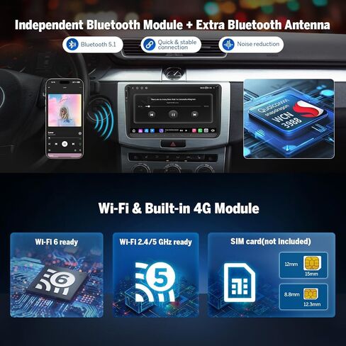 Eonon VW/SEAT/Skoda Android 13 Wireless Apple CarPlay & Android Auto Car Radio with 2GB RAM 32GB ROM & 9 Inch IPS Touch Screen-VWA13 in Saudi Arabia