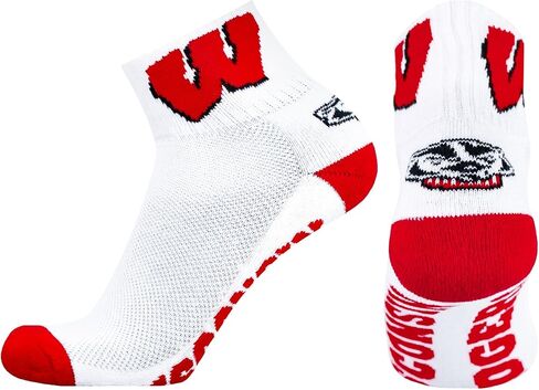 NCAA Wisconsin Badgers Black Quarter Socks, One Size, Red in Saudi Arabia
