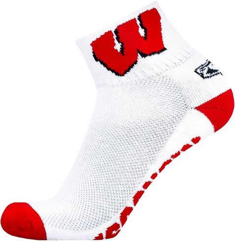 NCAA Wisconsin Badgers Black Quarter Socks, One Size, Red in Saudi Arabia