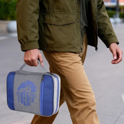 Bible Cover Case for Men Boys Mens Bible Carrying Bag Church Study Book Carrier with Pockets Handle Zipper, Highlighter Set Christian Gift Fits Medium Large Size Bible 10"x7.5"x2.2" (Blue) in Saudi Arabia