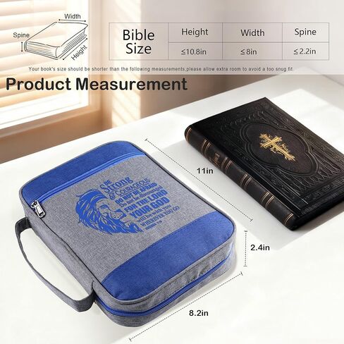Bible Cover Case for Men Boys Mens Bible Carrying Bag Church Study Book Carrier with Pockets Handle Zipper, Highlighter Set Christian Gift Fits Medium Large Size Bible 10"x7.5"x2.2" (Blue) in Saudi Arabia