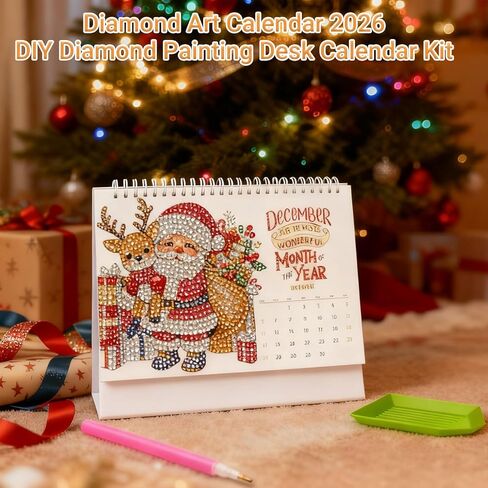 Diamond Art Calendar 2026,DIY Diamond Painting Desk Calendar Kit,December 2026 Festival Diamonds Art Calendars Small Desktop Calendar for Home Office(9.48" x 7.48") in Saudi Arabia