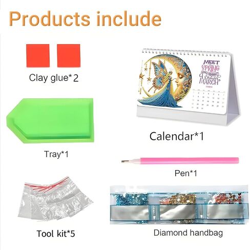 Diamond Art Calendar 2026,DIY Diamond Painting Desk Calendar Kit,December 2026 Festival Diamonds Art Calendars Small Desktop Calendar for Home Office(9.48" x 7.48") in Saudi Arabia