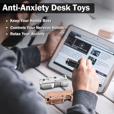 Metal Fidget Slider Toy for Adults, Cool Magnet Push Pull Robot Gun Barrel Design EDC Stress Relief Toys for ADHD & Anxiety, Magnetic Executive Desk Figet for Office, Home, Travel (Black) in Kuwait