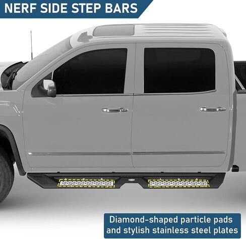 Hooke Road Running Board 5.2" Drop Down Side Step Bars for 2007-2018 Chevy Silverado/GMC Sierra 1500 Crew Cab & 2007-2019 Silverado/Sierra 2500HD 3500HD Crew Cab (4 Full-Size Doors) in Saudi Arabia