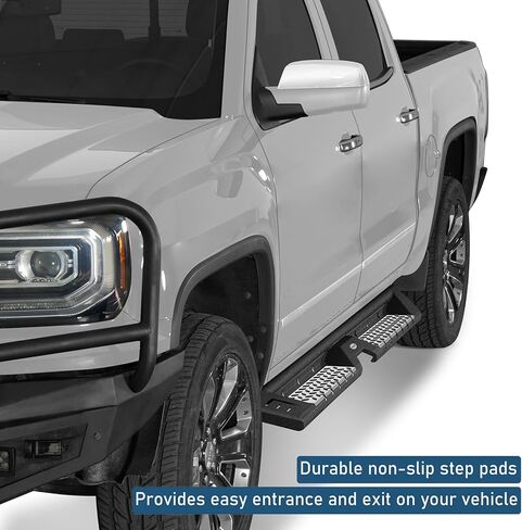 Hooke Road Running Board 5.2" Drop Down Side Step Bars for 2007-2018 Chevy Silverado/GMC Sierra 1500 Crew Cab & 2007-2019 Silverado/Sierra 2500HD 3500HD Crew Cab (4 Full-Size Doors) in Saudi Arabia