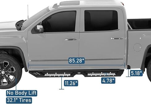 Hooke Road Running Board 5.2" Drop Down Side Step Bars for 2007-2018 Chevy Silverado/GMC Sierra 1500 Crew Cab & 2007-2019 Silverado/Sierra 2500HD 3500HD Crew Cab (4 Full-Size Doors) in Saudi Arabia
