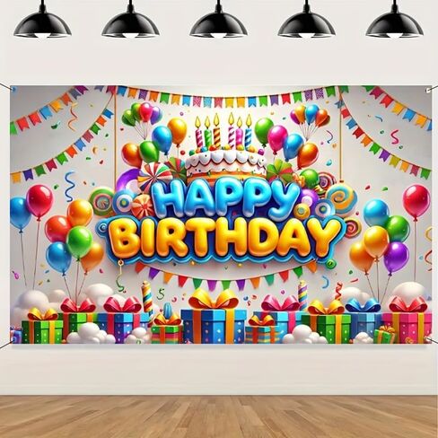 Happy Birthday Banner Colorful Balloon Banners Decoration Backdrop Kids Theme Banners Backgroun Happy Birthday Wall Banner Sign for Party Supplies Outdoor Holiday Decor 71x43 Inch in Saudi Arabia