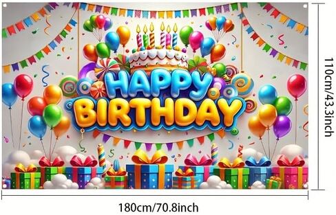 Happy Birthday Banner Colorful Balloon Banners Decoration Backdrop Kids Theme Banners Backgroun Happy Birthday Wall Banner Sign for Party Supplies Outdoor Holiday Decor 71x43 Inch in Saudi Arabia