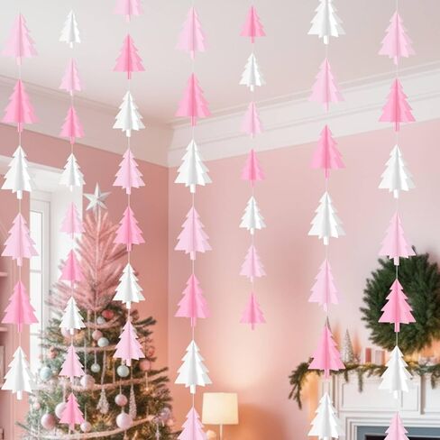 2 PCS 3D Paper Christmas Tree Streamers - 10.5 ft Banner Garland Christmas Tree Party Decorations for 2025 Xmas Winter Holiday Office Birthday Party Decoration Hanging(Green) in Saudi Arabia