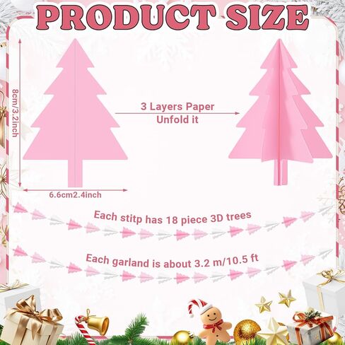 2 PCS 3D Paper Christmas Tree Streamers - 10.5 ft Banner Garland Christmas Tree Party Decorations for 2025 Xmas Winter Holiday Office Birthday Party Decoration Hanging(Green) in Saudi Arabia