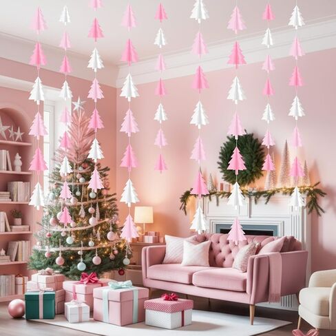 2 PCS 3D Paper Christmas Tree Streamers - 10.5 ft Banner Garland Christmas Tree Party Decorations for 2025 Xmas Winter Holiday Office Birthday Party Decoration Hanging(Green) in Saudi Arabia
