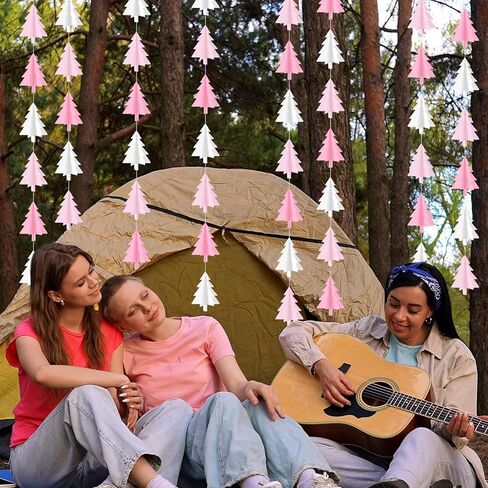2 PCS 3D Paper Christmas Tree Streamers - 10.5 ft Banner Garland Christmas Tree Party Decorations for 2025 Xmas Winter Holiday Office Birthday Party Decoration Hanging(Green) in Saudi Arabia
