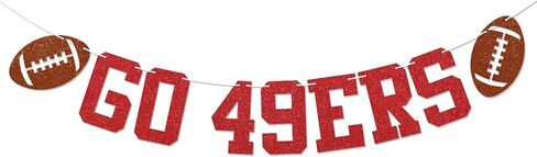 Go 49ers Banner - Football Party Decor, 49ers Football Party Decorations Red Glitter in Saudi Arabia