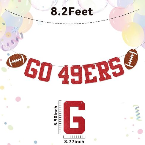 Go 49ers Banner - Football Party Decor, 49ers Football Party Decorations Red Glitter in Saudi Arabia