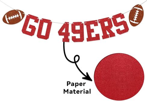 Go 49ers Banner - Football Party Decor, 49ers Football Party Decorations Red Glitter in Saudi Arabia