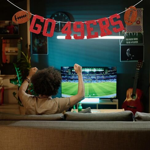 Go 49ers Banner - Football Party Decor, 49ers Football Party Decorations Red Glitter in Saudi Arabia